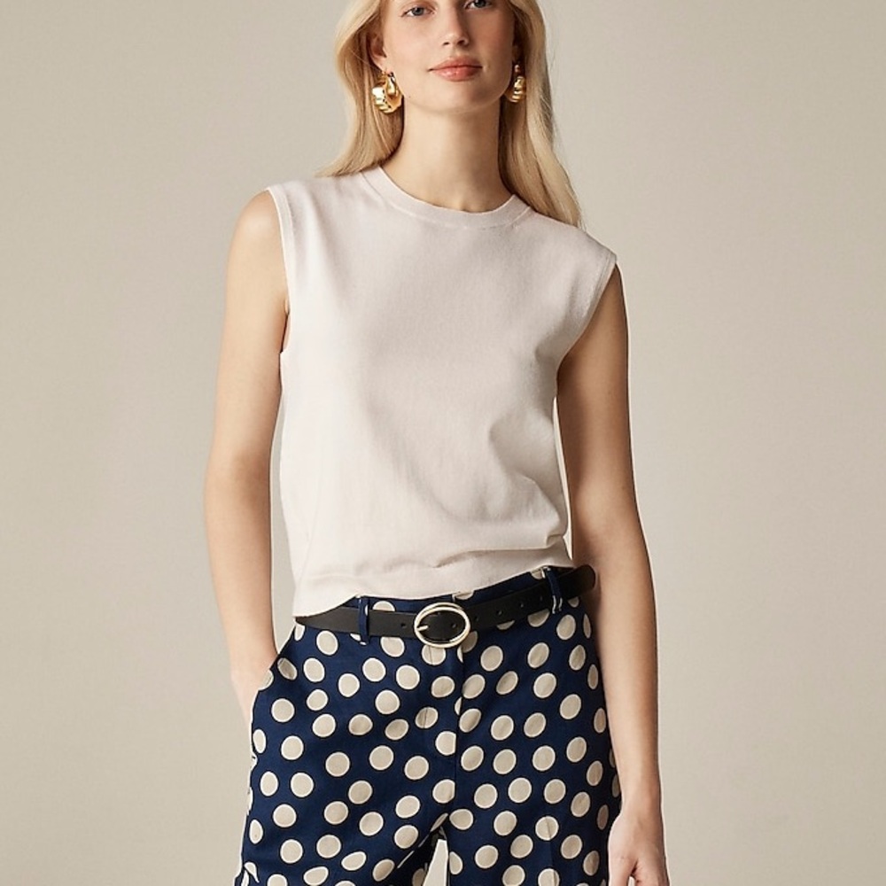 J.Crew Featherweight cashmere-blend cropped sweater shell in Snow size L NWT